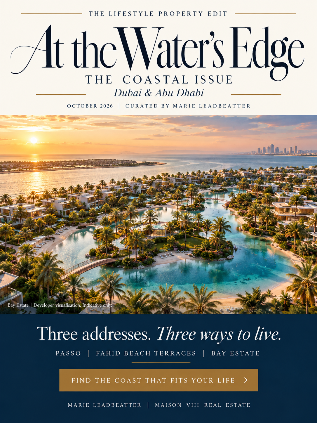Cover of At the Water's Edge, The Coastal Issue, October 2026, curated by Marie Leadbeatter